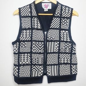 Vintage 80's Black White Vest